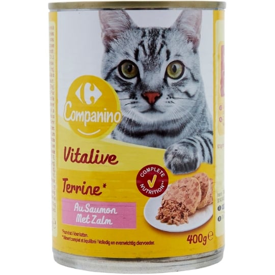 Pâtée Pour Chat Adulte En Terrine Saumon Vitalive CARREFOUR COMPANINO