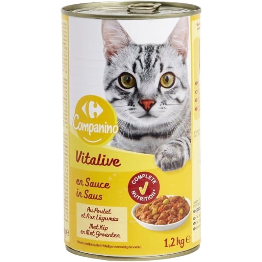Pâtée Pour Chat Adulte En Sauce Poulet Légume Vitalive CARREFOUR COMPANINO
