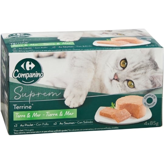 Pâtée Pour Chat Adulte En Terrine Poulet Saumon CARREFOUR COMPANINO
