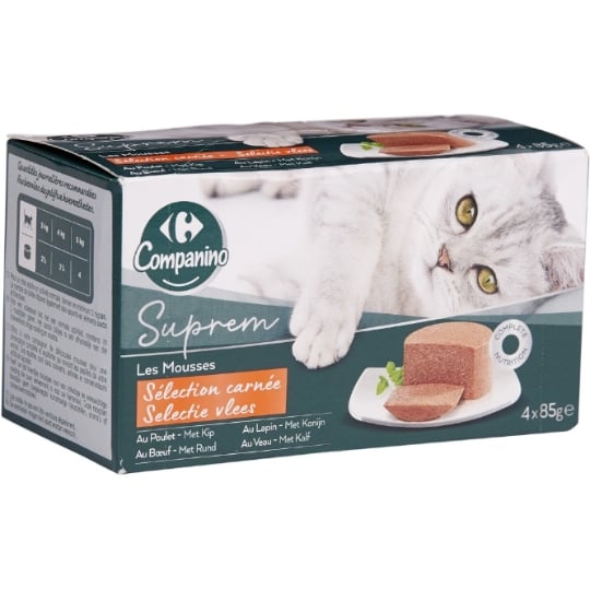 Pâtée Pour Chat Adulte En Mousse Poulet Lapin Boeuf Veau Supreme CARREFOUR COMPANINO