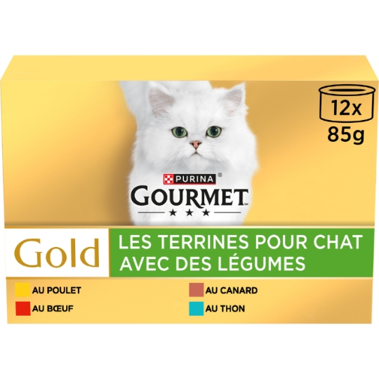 Pâtée Pour Chat Adulte En Terrine Multi-variétés Viande Poisson Légume Gold GOURMET