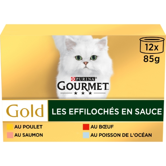 Pâtée Pour Chat Adulte En Sauce Poulet Saumon Boeuf Poisson Océan Gold GOURMET
