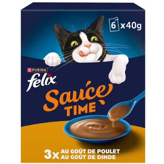 Pâtée pour Chat Adulte en Sauce Poulet Dinde Sauce Time FELIX