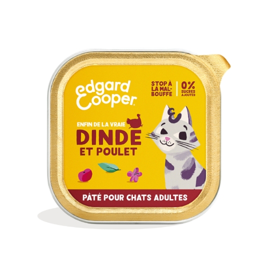 Pâtée Pour Chat Adulte Dinde Poulet Sans Céréales Digestion Facile EDGAR & COOPER