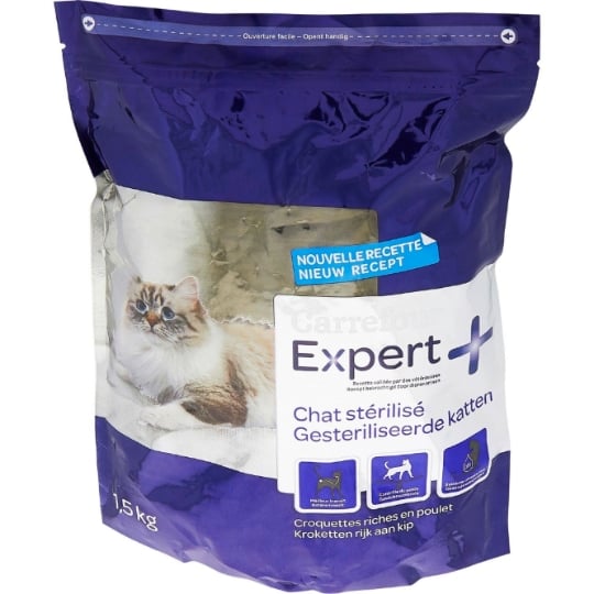 Croquettes Pour Chat Adulte Stérilisé Poulet Expert+ CARREFOUR