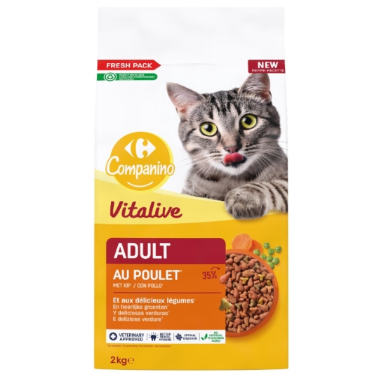Croquettes pour Chat Adulte Poulet et Légumes Vitalive CARREFOUR