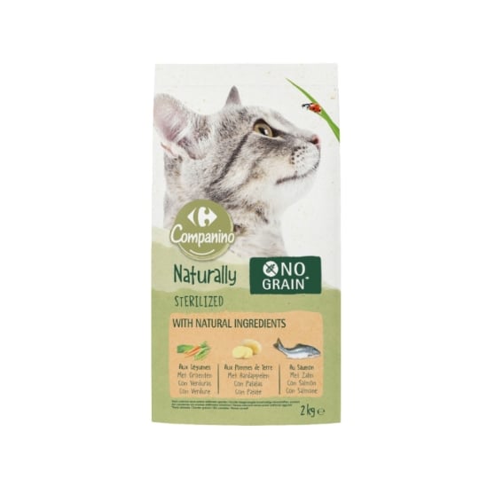 Croquettes Pour Chat Adulte Stérilisé Sans Céréales Légume Saumon Naturally CARREFOUR COMPANINO