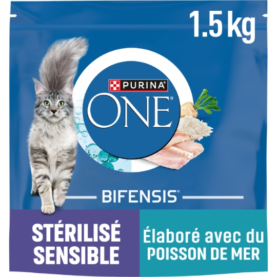 Croquettes Pour Chat Adulte Stérilisé Sensible Poisson Mer Bifensis PURINA ONE
