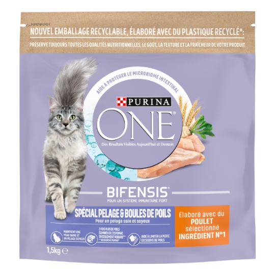 Croquettes Pour Chat Adulte Spécial Pelage Et Boules De Poils Poulet Bifensis PURINA ONE