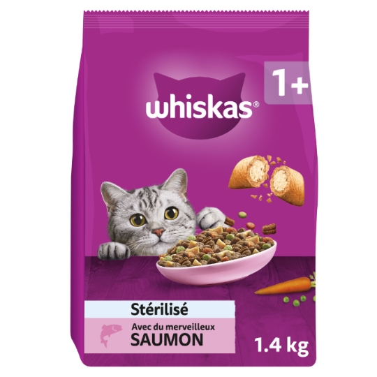 Croquettes pour Chat Adulte Stérilisé au Saumon WHISKAS