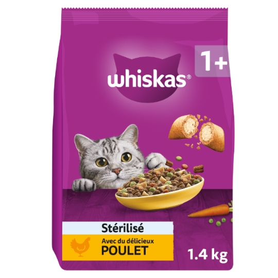 Croquettes pour Chat Adulte Stérilisé au Poulet WHISKAS