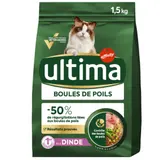 Croquettes Pour Chat Adulte Boules de poils Dinde ULTIMA