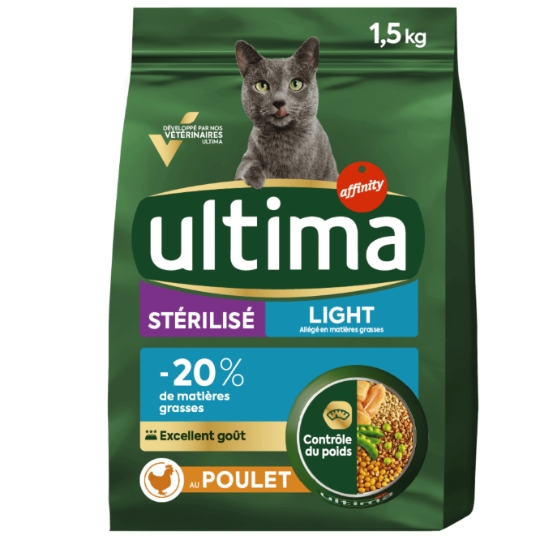 Croquettes Pour Chat Adulte Stérilisé Light Poulet ULTIMA