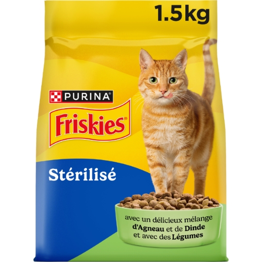 Croquettes pour Chat Adulte Stérilisé Agneau Dinde et Légumes FRISKIES