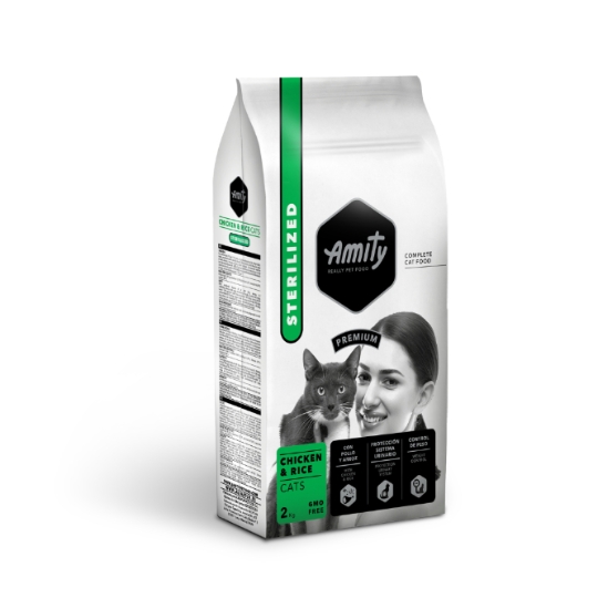 Croquettes pour Chat Adulte Stérilisé Poulet Premium AMITY
