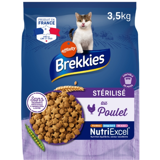 Croquettes Pour Chat Adulte Stérilisé Poulet BREKKIES EXCEL