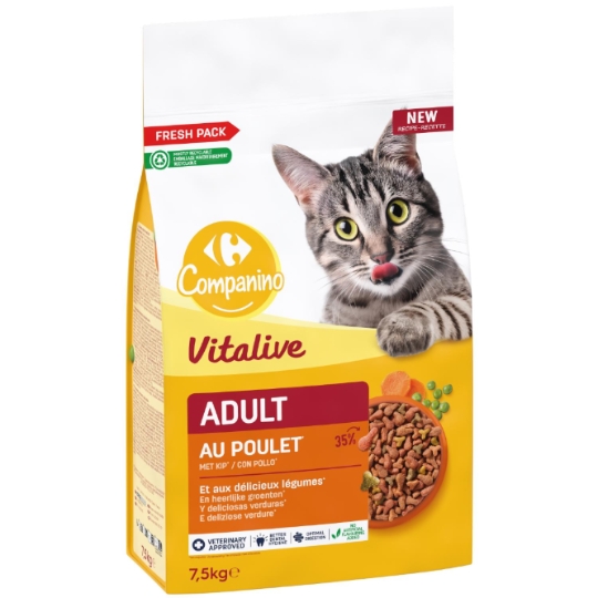 Croquettes pour chats adultes au poulet et aux légumes Pour Chat Adulte Lapin Volaille COMPANINO
