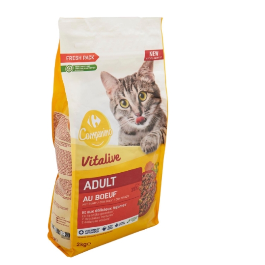 Croquettes pour chat s adultes au bœuf et aux légumes Pour Chat Adulte Poulet Boeuf Légume COMPANINO