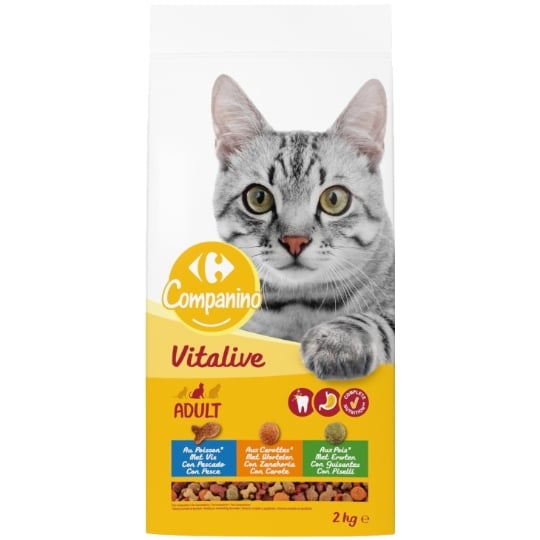 Croquettes Pour Chat Adulte Poisson Carotte Pois Vitalive COMPANINO