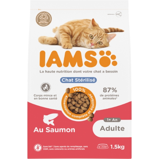 Croquettes pour Chat Adulte Saumon IAMS