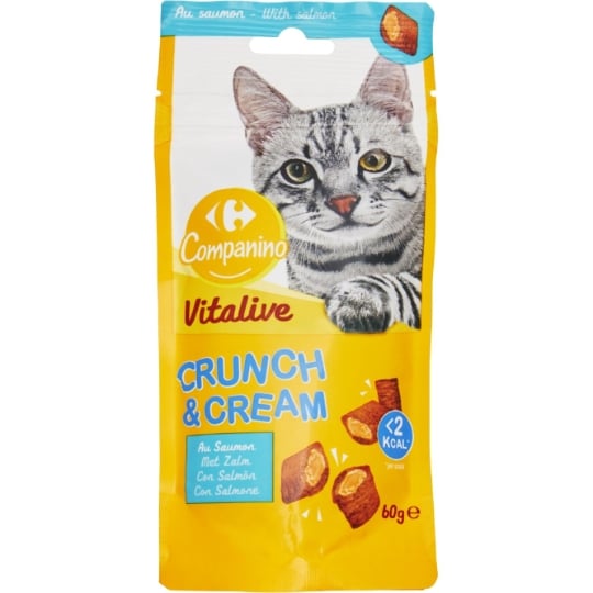 Friandises pour Chat Crunch & Cream Saumon Vitalive CARREFOUR COMPANINO