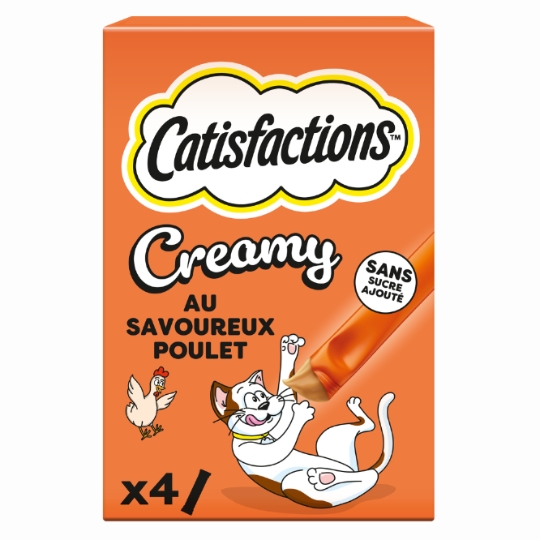 Friandises Pour Chat Adulte Poulet Creamy Snack CATISFACTIONS