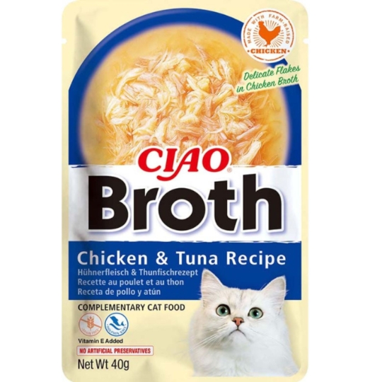 Complément Alimentaire pour Chat Ciao Broth Recette au Poulet et au Thon INABA