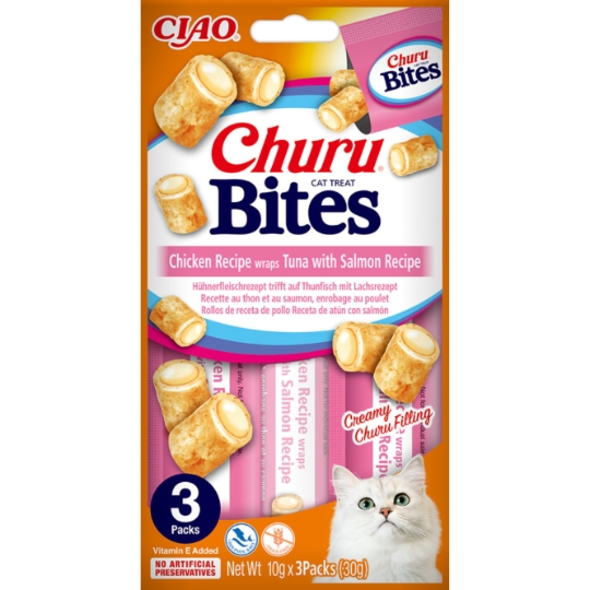 Friandises Pour Chat Churu Bites au Thon et au Saumon INABA