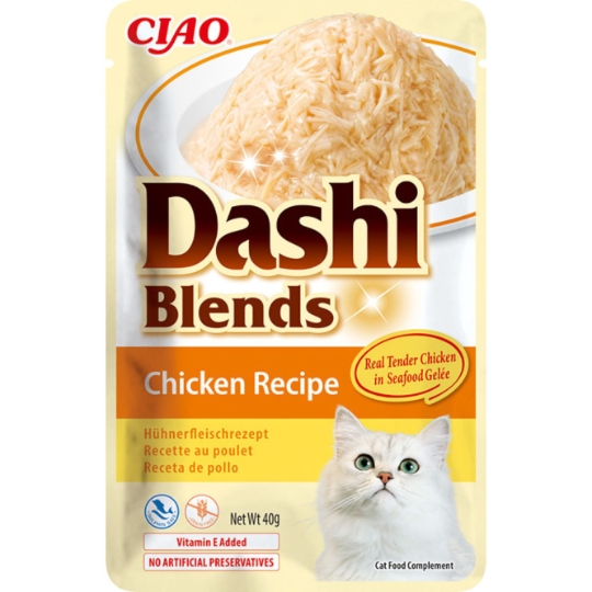 Aliment Complémentaire pour Chat Adulte Bouillon de Pétoncle au Poulet Sans Céréales INABA