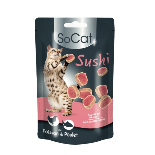 Friandises Pour Chat Adulte Pauvre En Graisse Sans Conservateur Poisson Poulet SOCAT