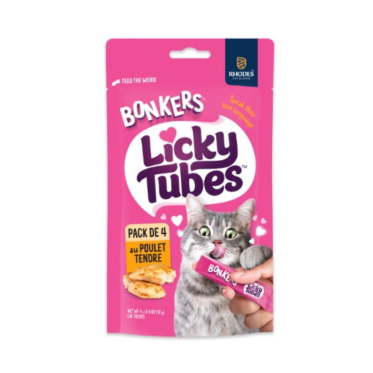 Friandises pour Chat Adulte au Poulet Tendre Licky Tubes BONKERS