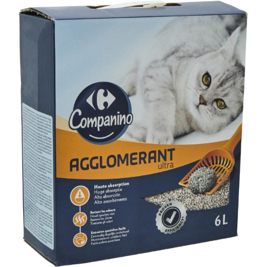 Litière Agglomérante Ultra Haute Absorption Retient les Odeurs Entretien Quotidien Facile CARREFOUR COMPANINO