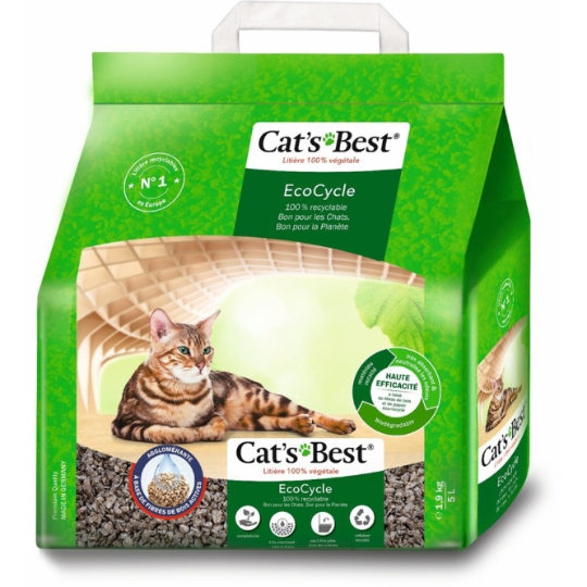 Litière pour chat Agglomérante 100% Végétale Eco Cycle CAT'S BEST