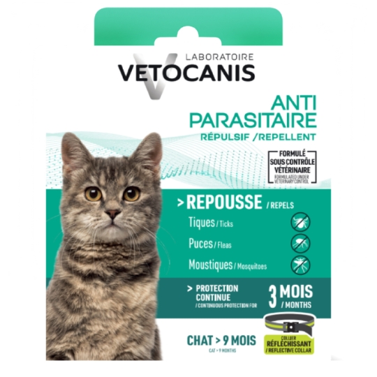 Antiparasitaire Collier Pour Chat Réfléchissant VETOCANIS
