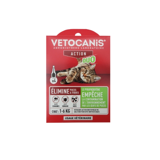 Antiparasitaire Pipette Pour Chat Action Duo VETOCANIS