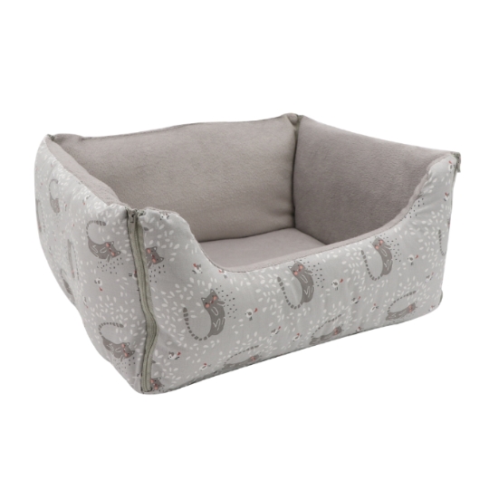 Panier Pour Chat Pliable Ultra Doux Réversible Tissu Imprimé Chats AIME