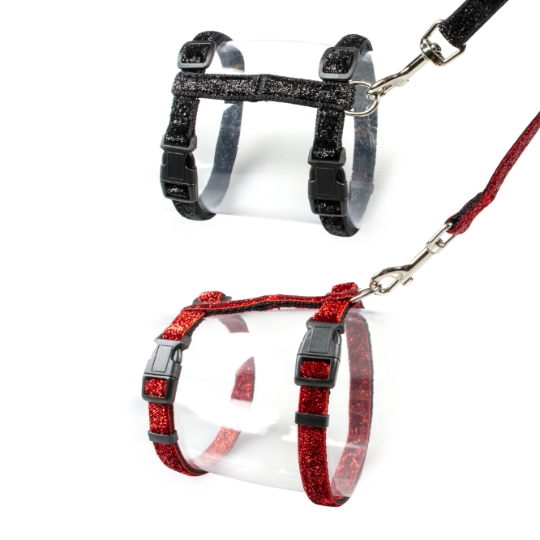 Set de Promenade pour Chat Uni en Noir et Rouge 20-35cm / 10mm - 125cm DUVOPLUS