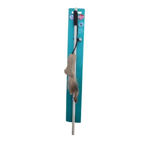 Canne à Pêche pour Chat Jute et Plumes AIME