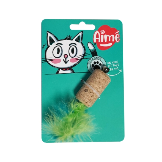 Jouet Pour Chat Bouchon De Liège Plumes AIME