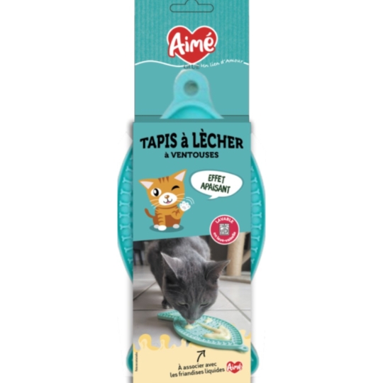 Jouet Pour Chat Tapis à Lécher À Ventouses Effet Apaisant Lavable AIME
