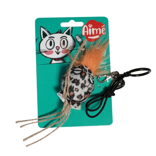 Jouet pour Chat Balle Léopard avec Plumes et Cordes AIME