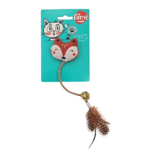 Jouet pour Chat Renard Peluche avec Grelot et Plumes AIME
