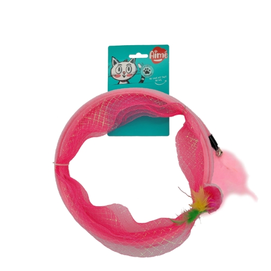 Jouet Pour Chat Tunnel Ressort Rose AIME