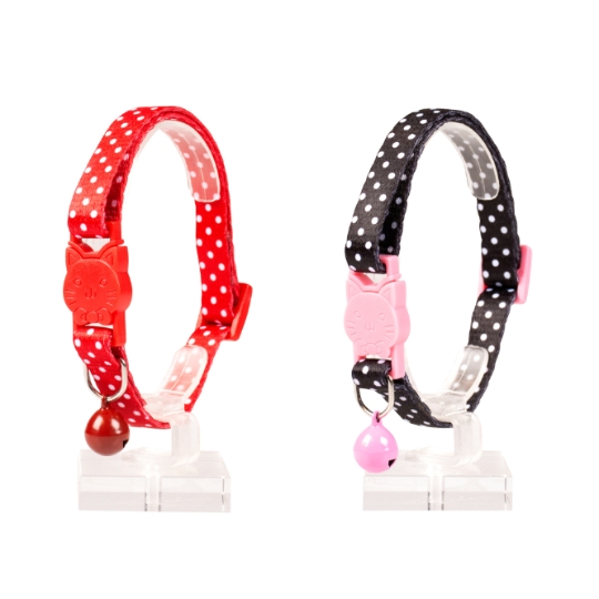 Collier pour Chats Boules Blanches en Nylon 20-30cm / 10mm Noir/Rouge DUVOPLUS