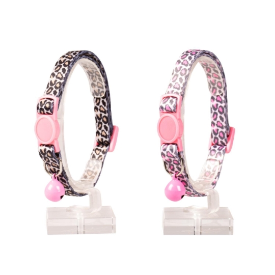 Collier pour Chats Panthère en Nylon 20-30cm / 10mm Noir/Rose DUVOPLUS