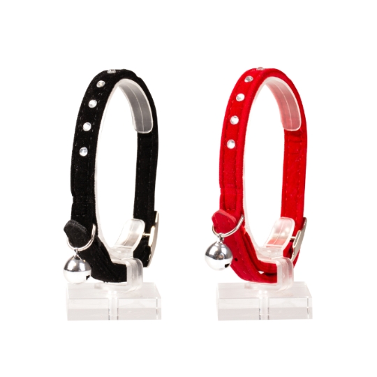 Collier pour Chats Diamants 20-30cm / 10mm Noir/Rose DUVOPLUS