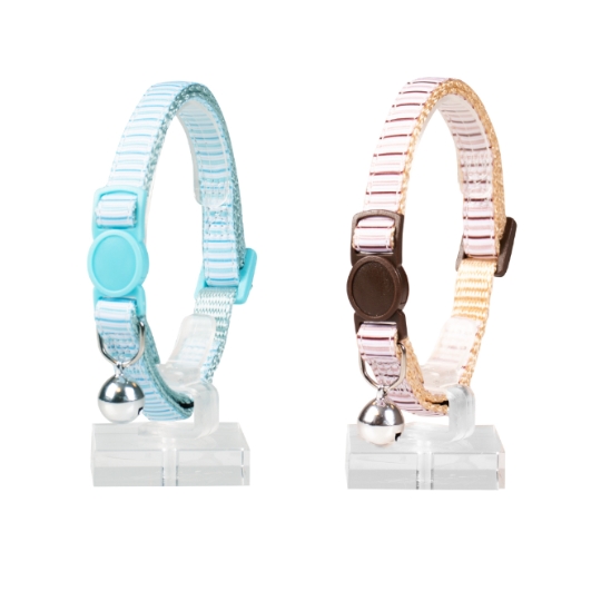 Collier pour Chats Beach en Nylon 20-30cm / 10mm Bleu/Beige DUVOPLUS