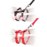 Set de Promenade pour Chat Boules Blanches en Noir et Rouge 20-35cm / 10mm - 125cm DUVOPLUS