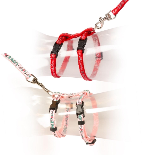Set de Promenade pour Chat Love 20-35cm / 10mm - 125cm DUVOPLUS