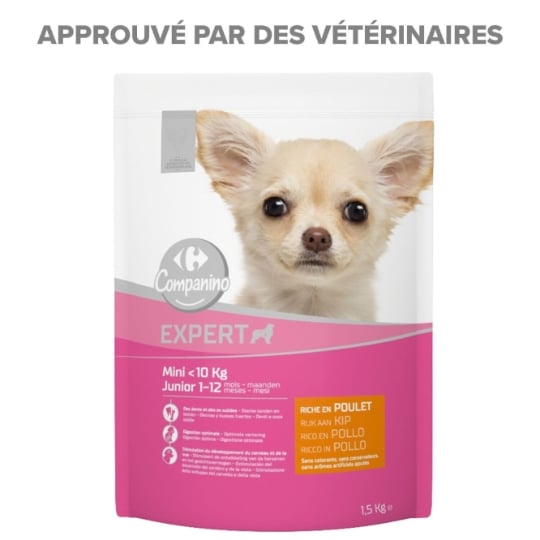 Croquettes Pour Chien Junior Petit <10kg Sans Céréales Poulet CARREFOUR COMPANINO